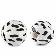 Holz Perlen 16mm rund Cow White-black