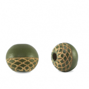 Holz Perlen 10mm rund Pattern Olive green