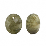 Anh&auml;nger Naturstein Glas Oval Light gray