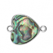 S&uuml;sswasser Perlen Zwischenst&uuml;ck Heart Silver-ocean green