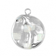 S&uuml;sswasser Perlen Anh&auml;nger Round Silver-Natural white