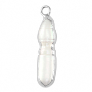 S&uuml;sswasser Perlen Anh&auml;nger Tooth Silver-Natural white