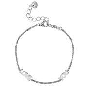 Stainless Steel - Rostfrei Stahl Armb&auml;nder ''LOVE YOU'' Silver