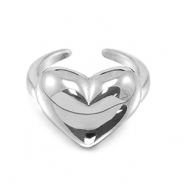 Stainless Steel - Rostfrei Stahl Ringe Heart Silver