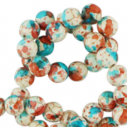 Keramik Perlen 6mm White-red blue