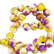 Keramik Perlen 6mm White-yellow purple