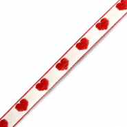 Schmucktextband hearts White-red