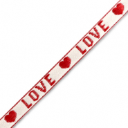 Schmucktextband "love" White-red