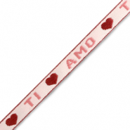 Schmucktextband "ti amo" Pink-warm red