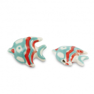 Perlen Keramik Fish Turquoise-red