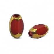 Oval Glas Perlen Facet Red brown-gold