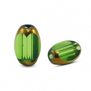 Oval Glas Perlen Facet Green transparent-gold