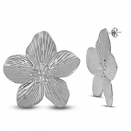 Stainless Steel - Rostfrei Stahl Ohrringe Flower Silver