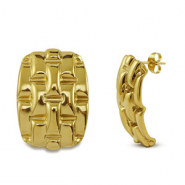 Stainless Steel - Rostfrei Stahl Ohrringe Rectangle Gold