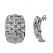 Stainless Steel - Rostfrei Stahl Ohrringe Rectangle Silver