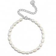 Stainless Steel - Rostfrei Stahl Armb&auml;nder Pearls Silver