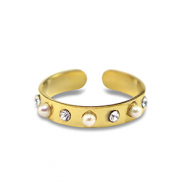 Stainless Steel - Rostfrei Stahl Ringe Pearls Gold