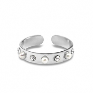 Stainless Steel - Rostfrei Stahl Ringe Pearls Silver