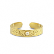 Stainless Steel - Rostfrei Stahl Ringe Pearls Gold