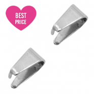 Zubeh&ouml;r aus Stainless Steel (rostfreiem Stahl) Collierschlaufe  oval f&uuml;r Anh&auml;nger 7x4mm Silber