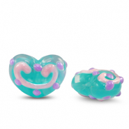 Perlen Acryl Heart Green-purple