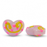 Perlen Acryl Heart Pink-yellow
