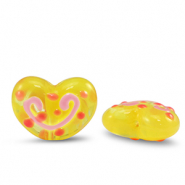 Perlen Acryl Heart Yellow-pink