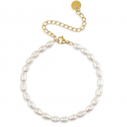 Stainless Steel - Rostfrei Stahl Armb&auml;nder Pearls Gold