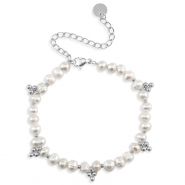 Stainless Steel - Rostfrei Stahl Armb&auml;nder Pearls Silver