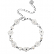 Stainless Steel - Rostfrei Stahl Armb&auml;nder Pearls Silver