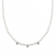 Stainless Steel - Rostfrei Stahl Kette Pearls Silver