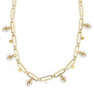 Stainless Steel - Rostfrei Stahl Kette Pearls Gold