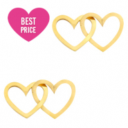 Anhänger aus Stainless Steel - Rostfreiem Stahl Zwischenstück double Heart Gold