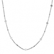 Stainless Steel - Rostfrei Stahl Kette Flower Silver