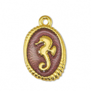 Anh&auml;nger Metall DQ Seahorse Transparant Purple-Gold (Nickelfrei)