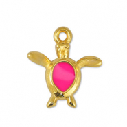 Anh&auml;nger Metall DQ Turtle Fuchsia-Gold (Nickelfrei)