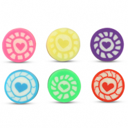 Perlen Polymer rund Heart Multicolour