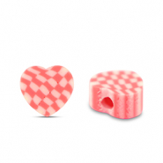 Perlen Polymer Heart Pink-White