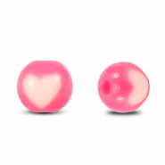 Perlen Acryl Runden Heart Neon pink-white