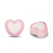 Perlen Acryl Heart Light pink-white