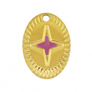 Anh&auml;nger aus Stainless Steel - Rostfreiem Stahl Oval Star Gold-purple