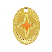 Anh&auml;nger aus Stainless Steel - Rostfreiem Stahl Oval Star Gold-orange