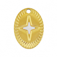 Anh&auml;nger aus Stainless Steel - Rostfreiem Stahl Oval Star Gold-white