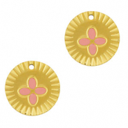 Anh&auml;nger aus Stainless Steel - Rostfreiem Stahl Round Flower Gold-pink