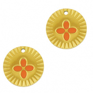 Anh&auml;nger aus Stainless Steel - Rostfreiem Stahl Round Flower Gold-orange