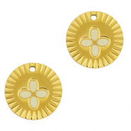 Anh&auml;nger aus Stainless Steel - Rostfreiem Stahl Round Flower Gold-white