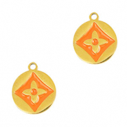 Anh&auml;nger aus Stainless Steel - Rostfreiem Stahl Round Flower Gold-orange