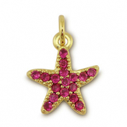 TQ Metall Brass Anh&auml;nger Starfish Gold-magenta