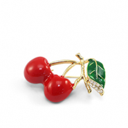 Broschen Cherries Red-green-gold