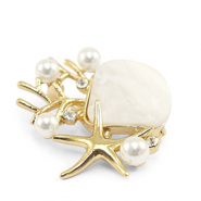 Broschen Sealife Pearl white-gold